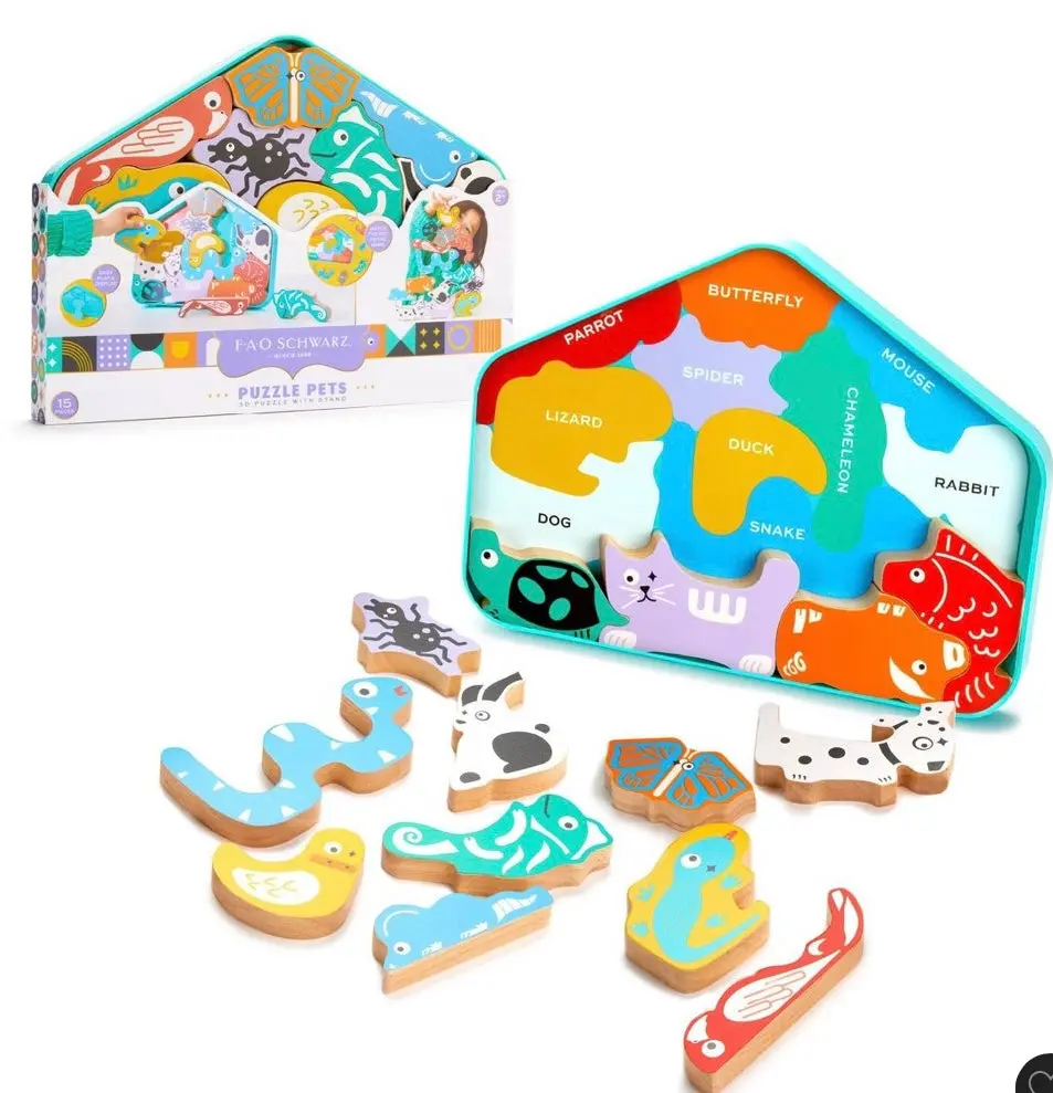 Fao Schwarz Toy Wood Puzzle 3D - 15Pc 1