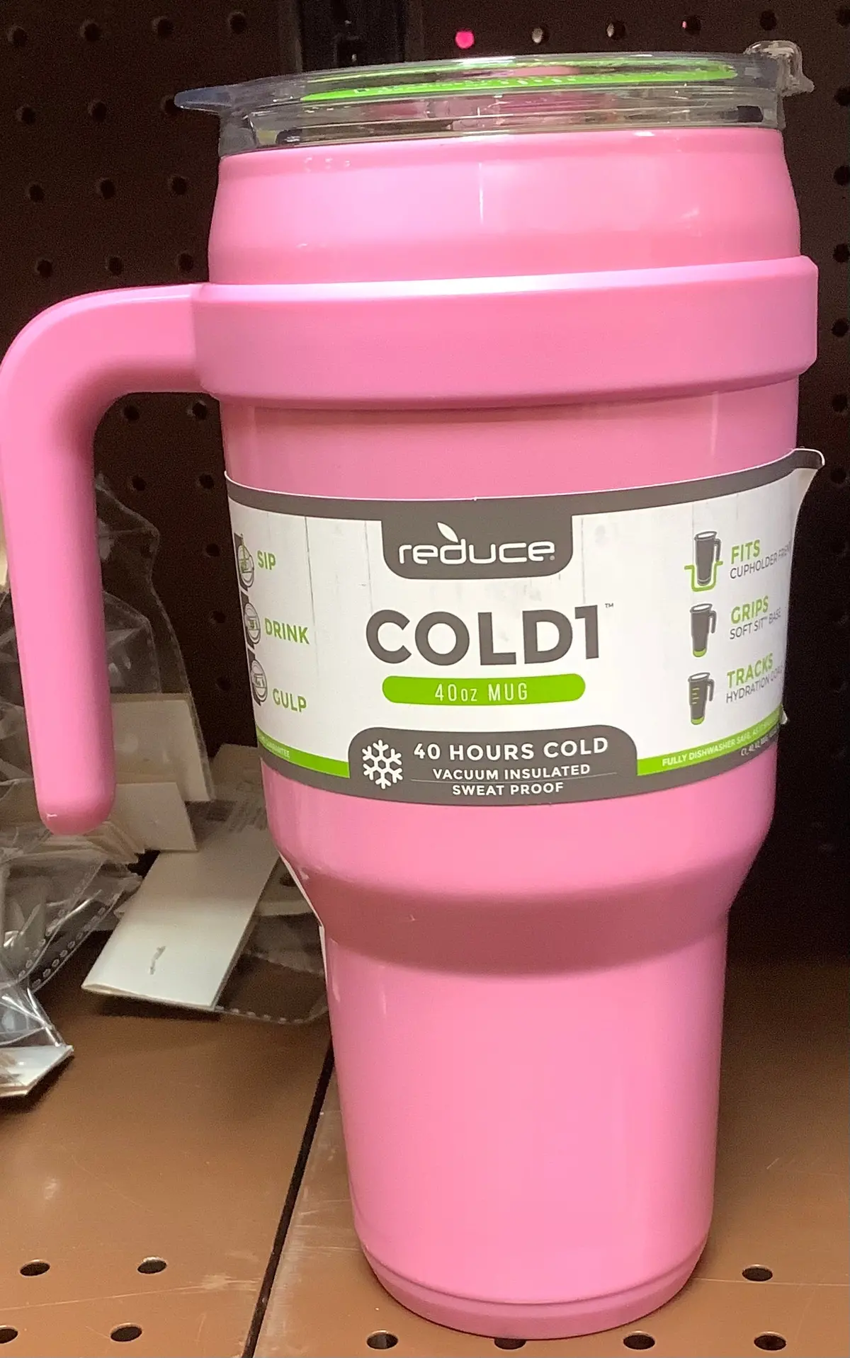 No Straw!!!!!! Reduce Coldl Tumbler - Lid & Handle - Insulated Stainless Steel 40Oz - Peony Pink 1