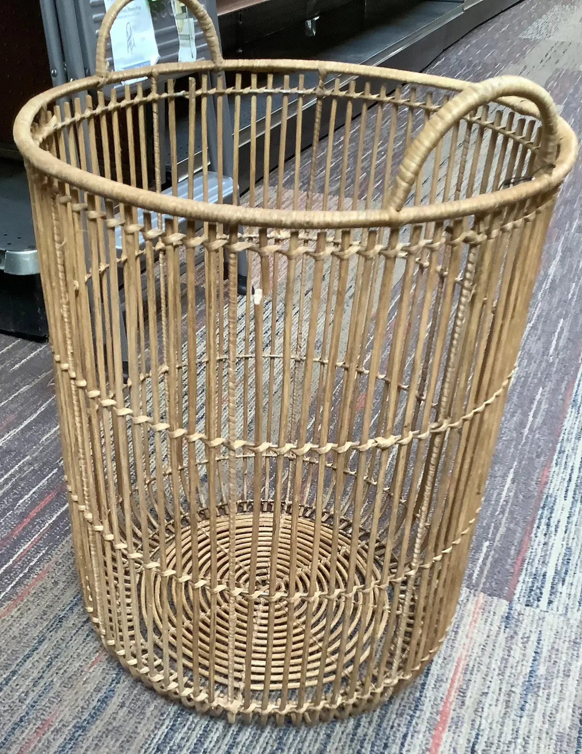 Natural Laundry Basket Tall With Handles 1