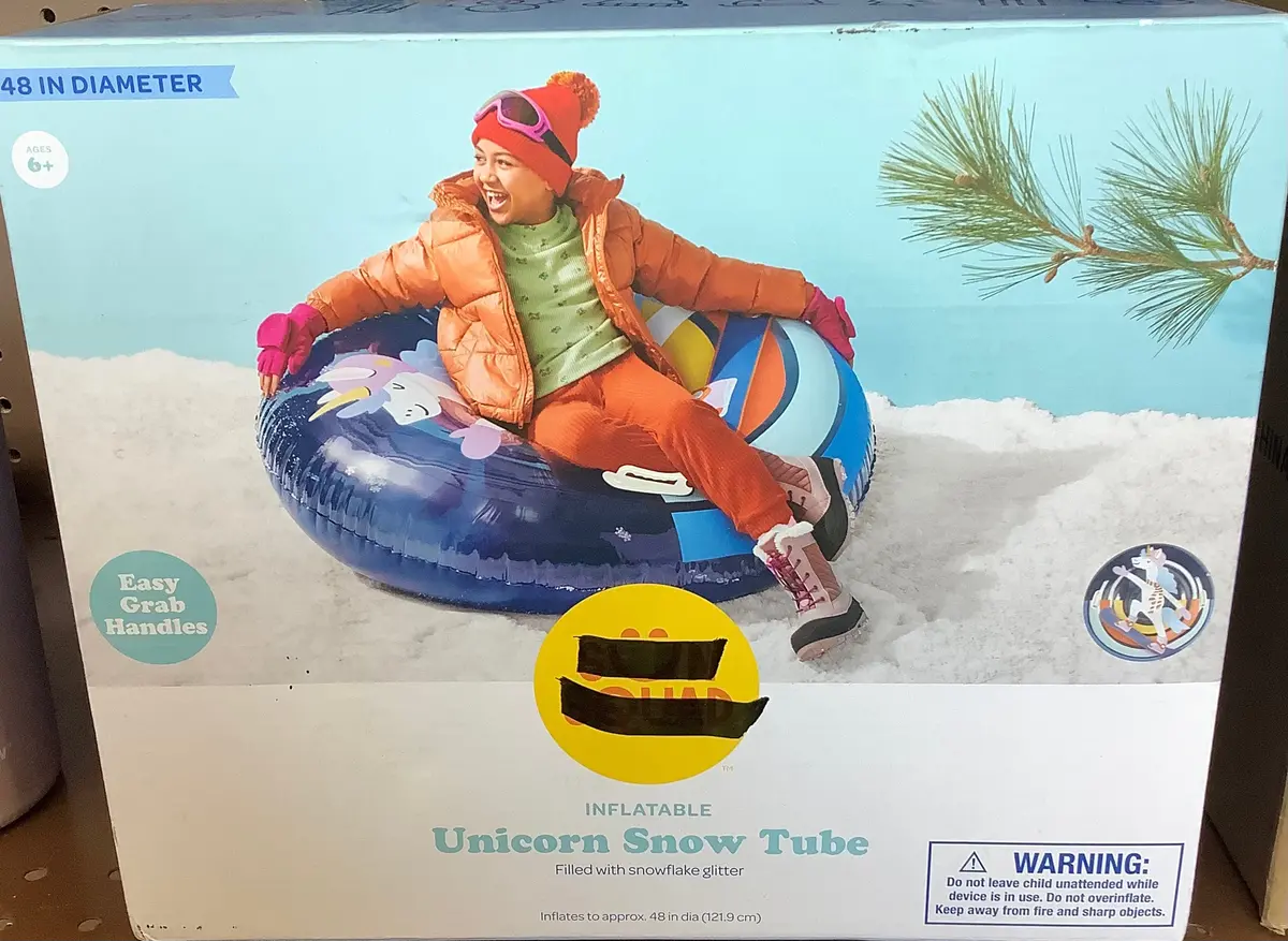 48" Snow Tube Unicorn With Snowflake Glitter 1