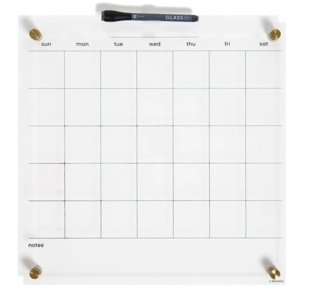 U Brands 16"X16" Acrylic Dry Erasecalendar With Gold Hardware  Brand New - Clearance 1