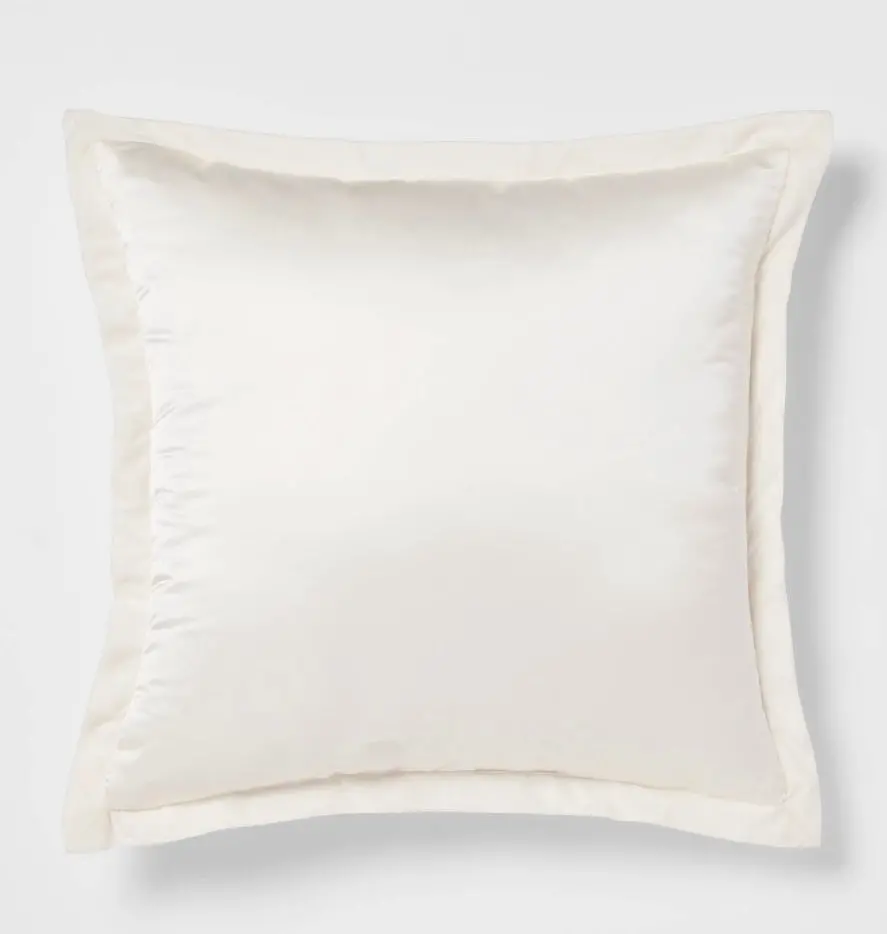 24"X24" Luxe Euro Sateen With Velvet Trim Decorative Pillow
Ivory/White 1