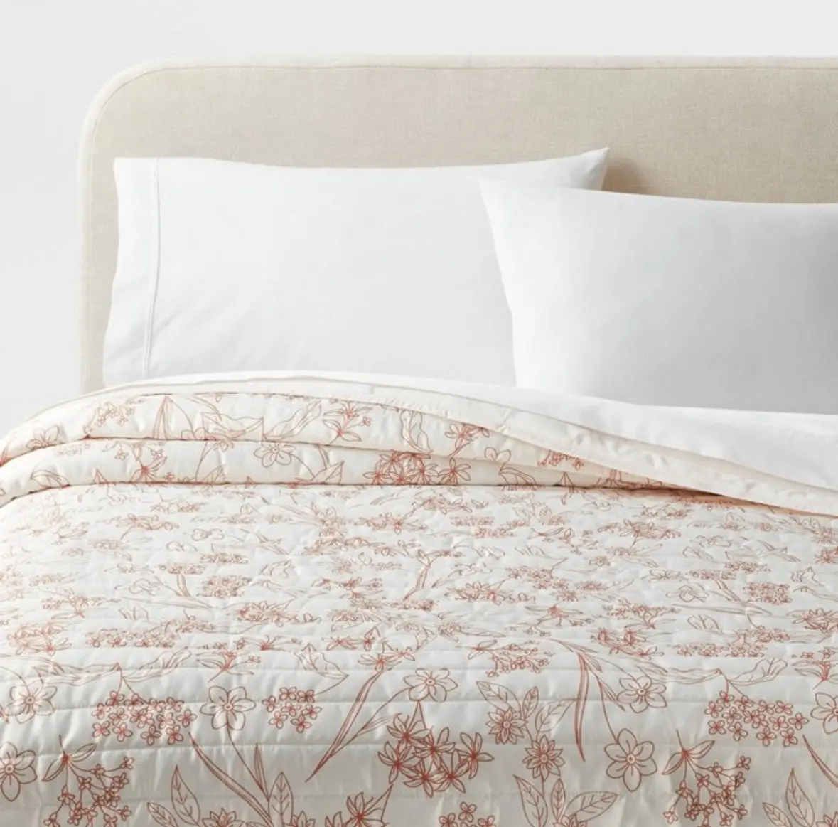 Twin/Twin Extra Long Satin Quilt Copper Flowers 1