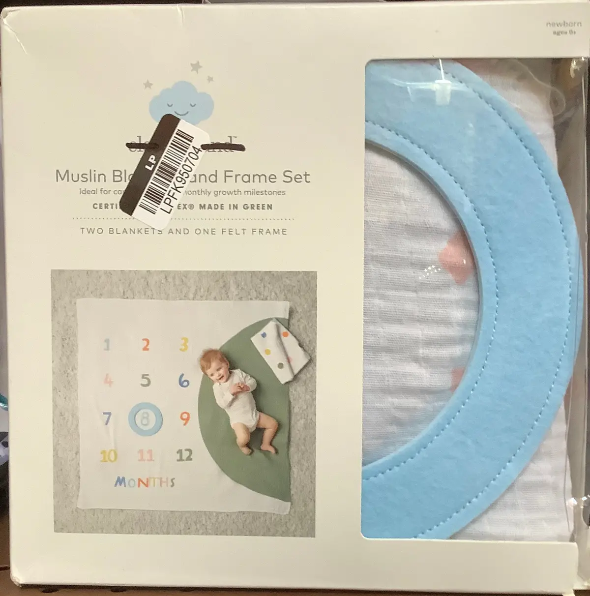 Milestone Swaddle Baby Blanket With Felt Frame - Multi Dot 1