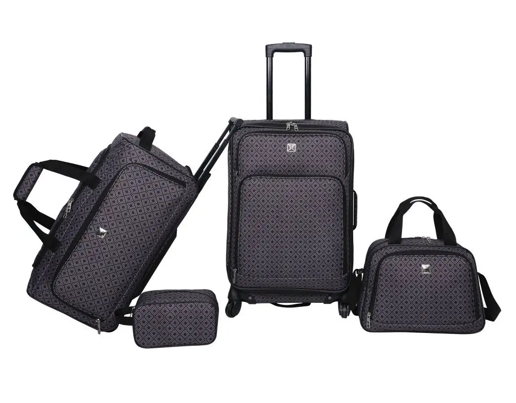 Skyline 4Pc Softside Checked Luggage Set - Gray Geo 1