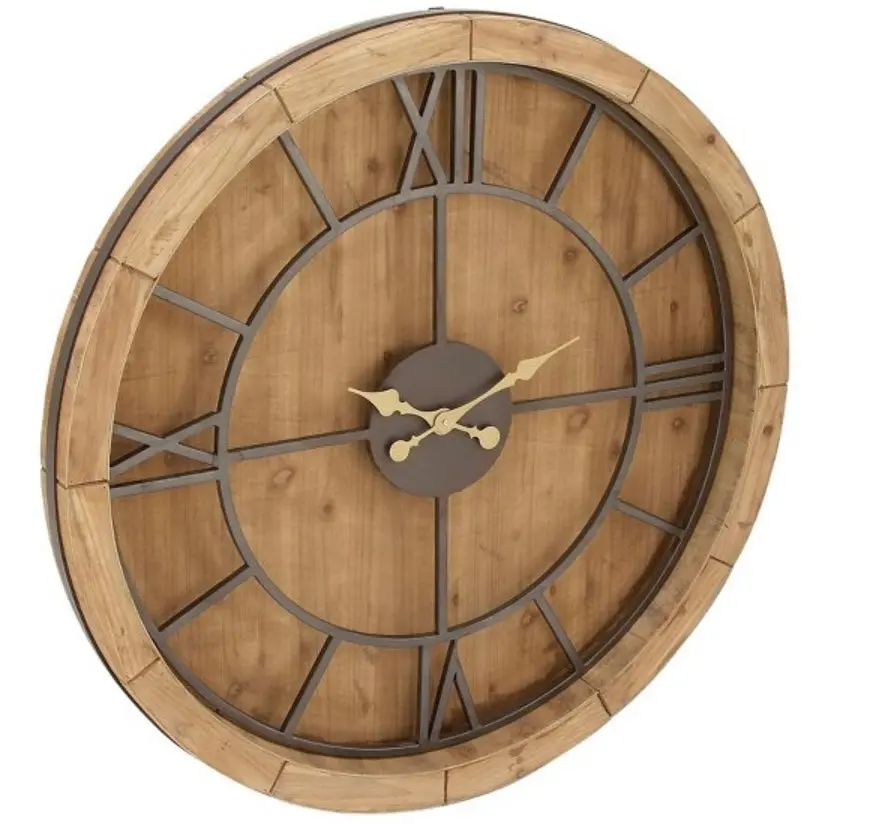 Mediterranean Wood Wall Clock Brown Large 1