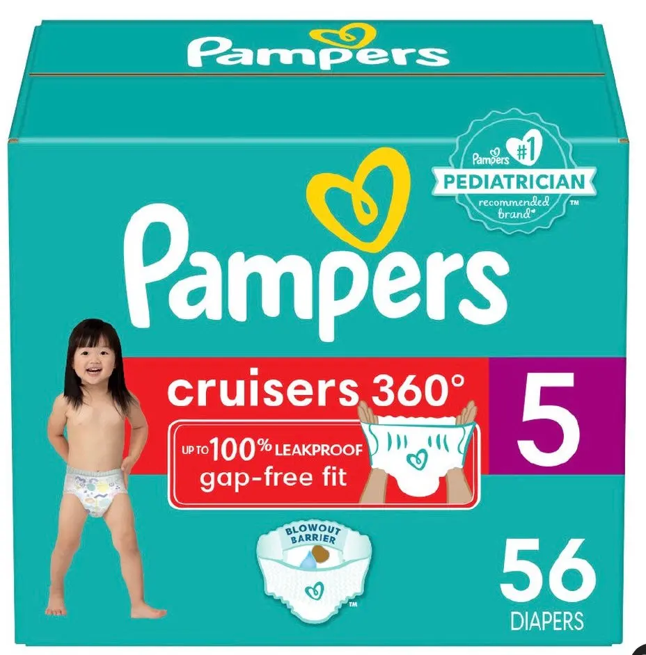 Pampers Cruisers 360 Diapers Super Pack - Size 5 Count 56 1
