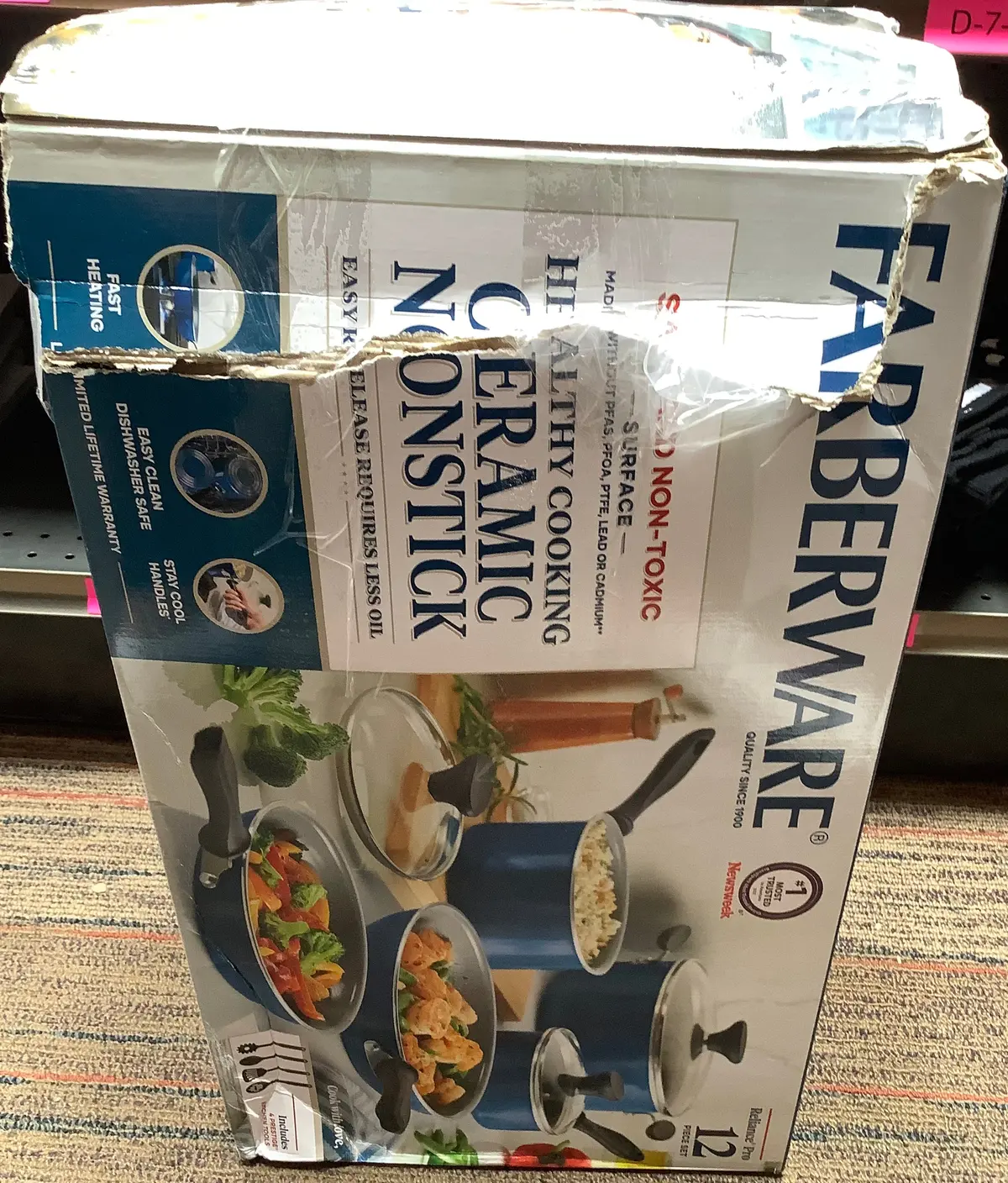 Damaged Box!!!!!   Reliance Pro 12Pc Nonstick Ceramic Cookware
Set Teal/Gray 1