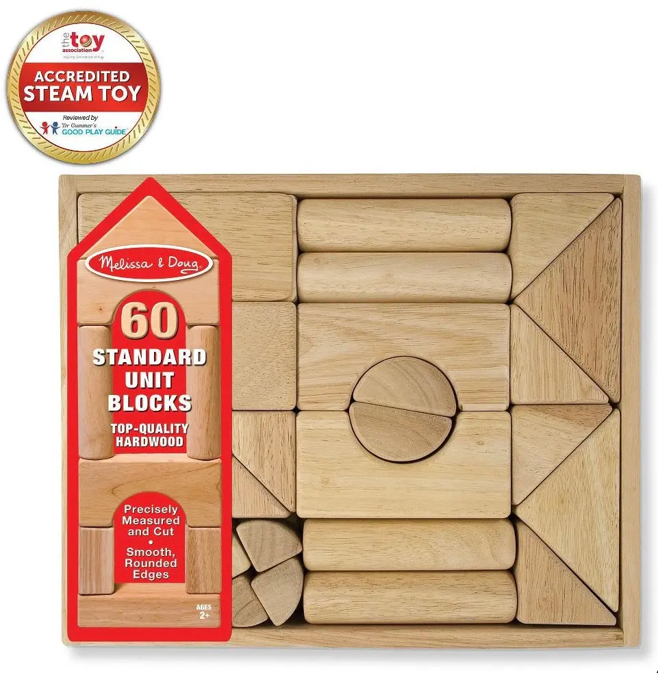 Melissa & Doug Standard Unit Solid-Wood Building Blocks
With Wooden Storage Tray (60Pc) 1
