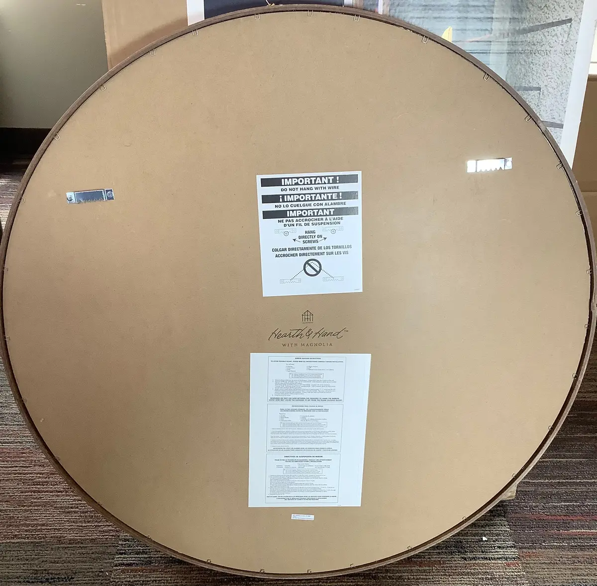 30" Round Wood Framed Wall Mirror Natural Few Scuffs See Picture 1