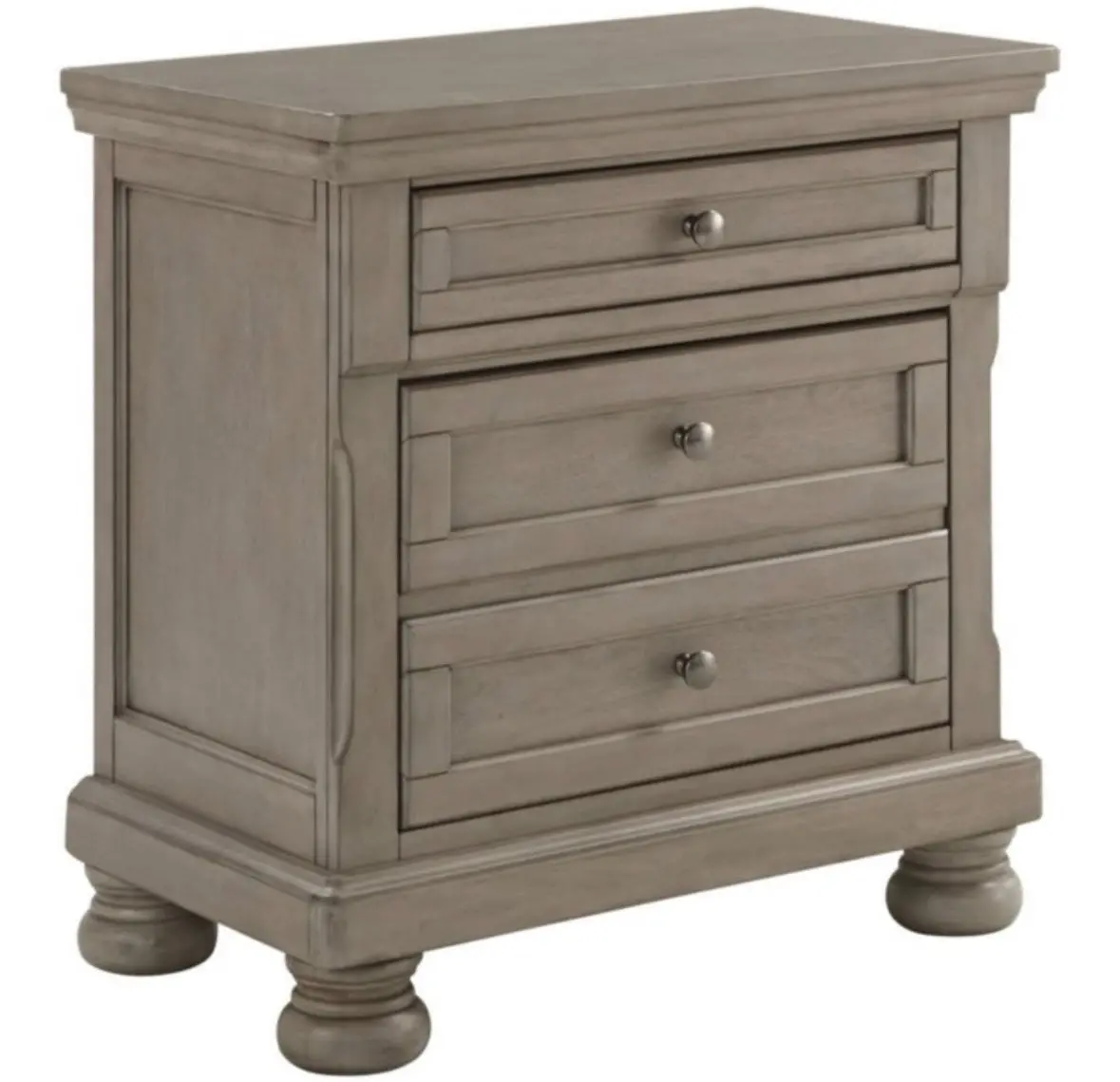 Lettner Two Drawer Nightstand Light Gray Boxed 1