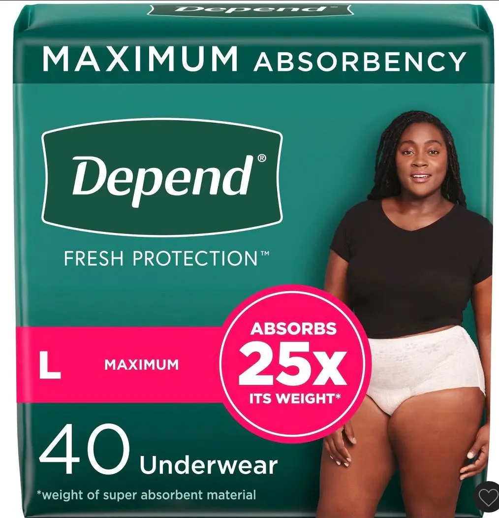 Depend Fresh Protection Adult Incontinence & Postpartum Underwear For Women - Maximum Absorbency - L - Blush -
40Ct 1