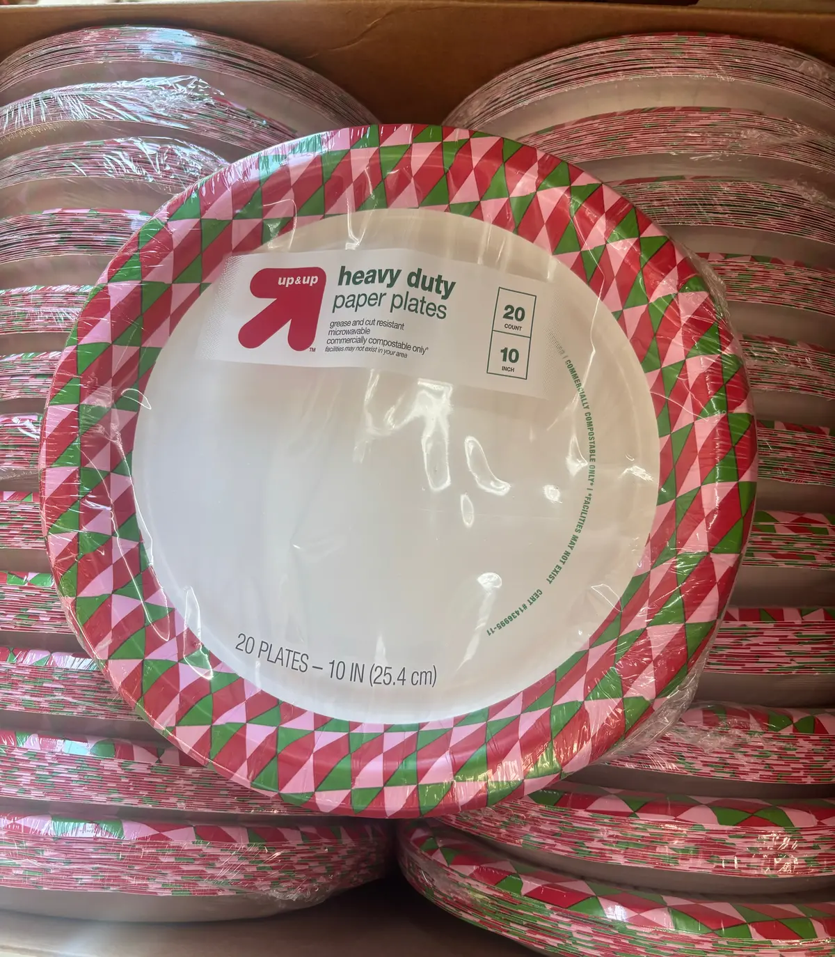 Case Pack 10In Paper Plate - 24 Packs Geo Red/GreenPink 1