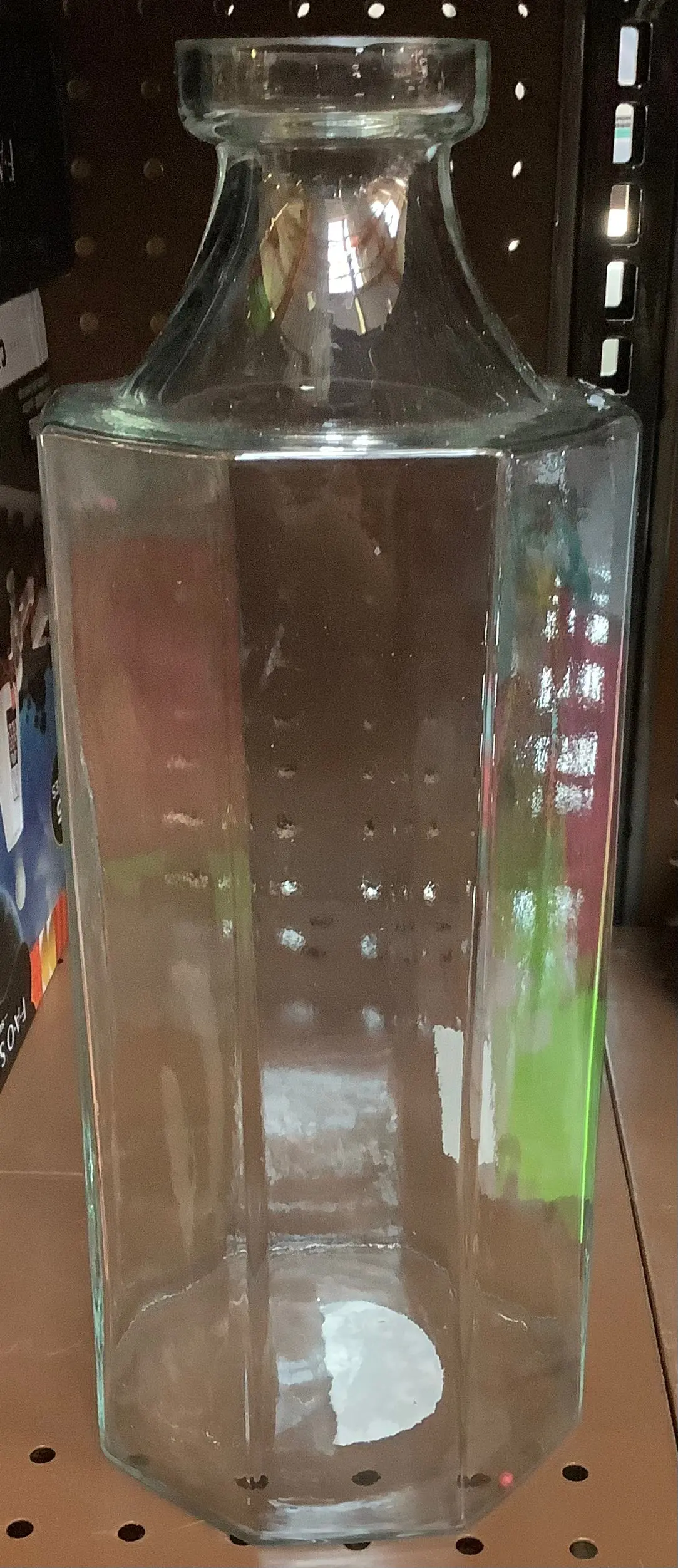 Large Octagonal Clear Glass Bottle Vase 1