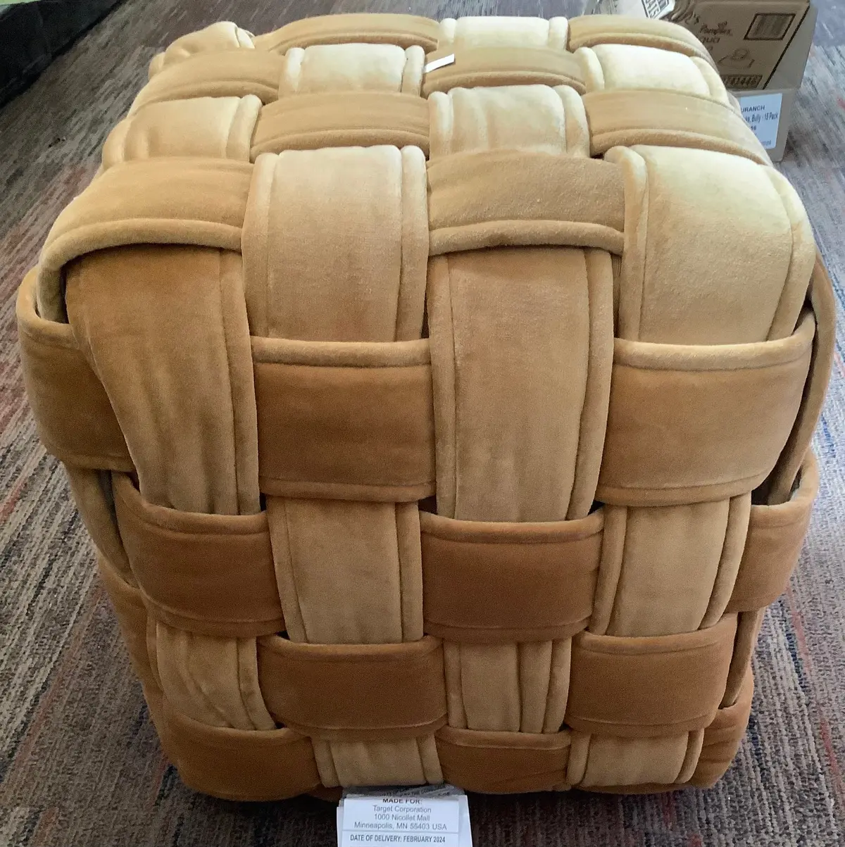 Square Woven Pouf Ottoman 1