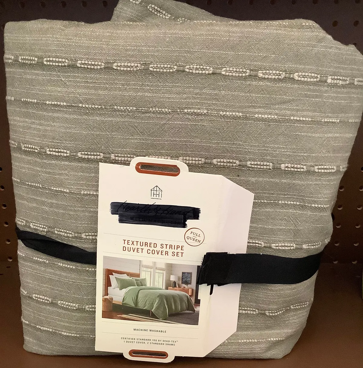 3Pc Full/Queen Washed Loop Stripe Duvet Cover Bedding Set
Sage Green 1