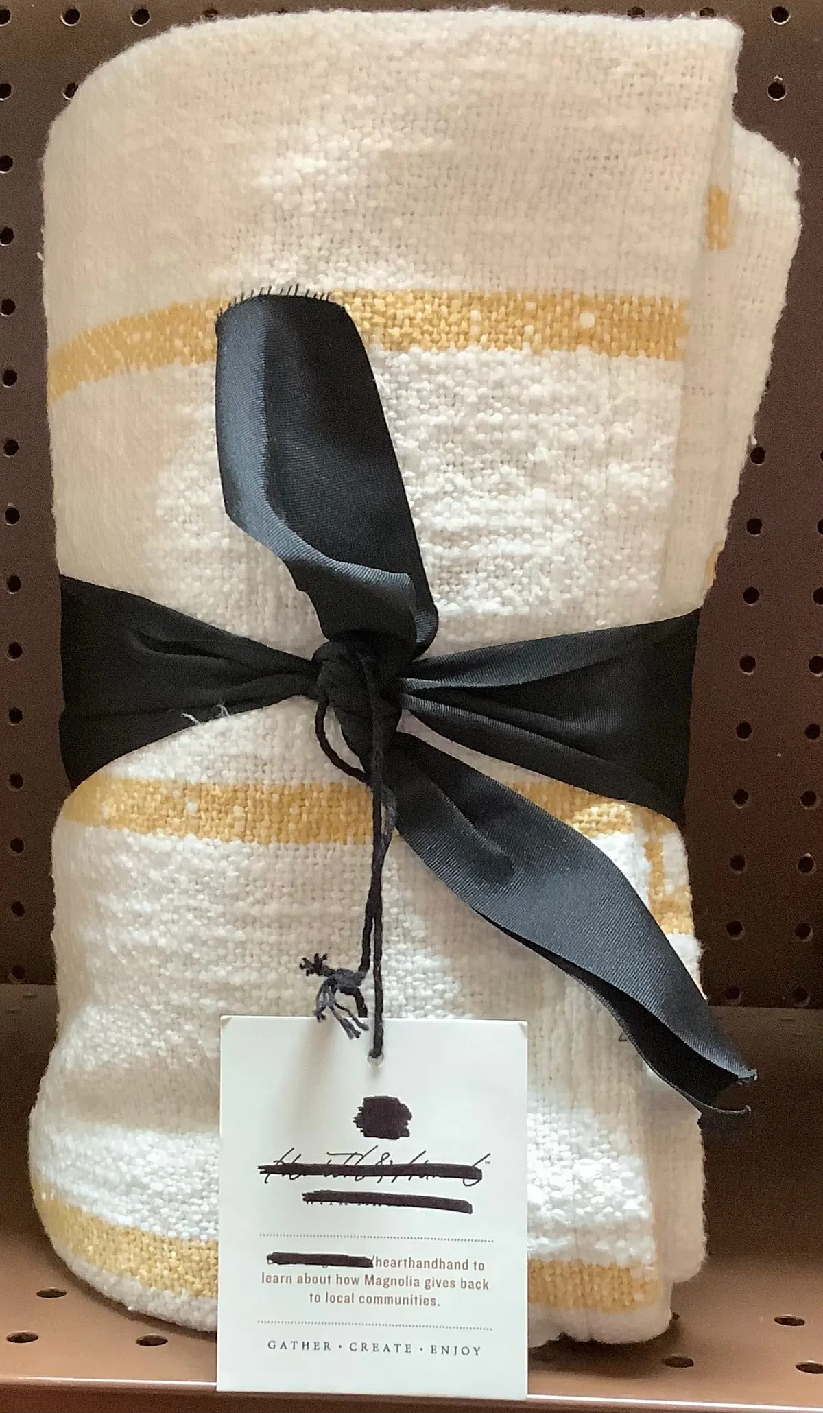 Border Check Woven Throw Blanket Cream/Gold 1