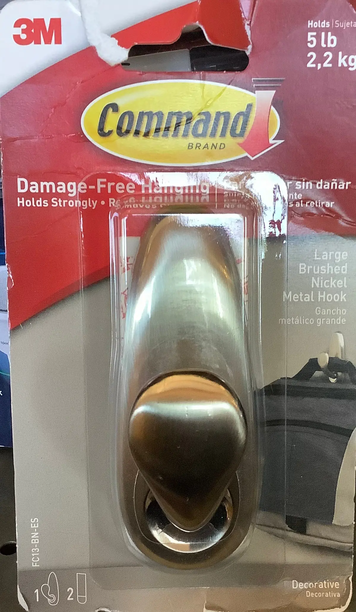 Command Large Forever Classic Hook Brushed Nickel 1