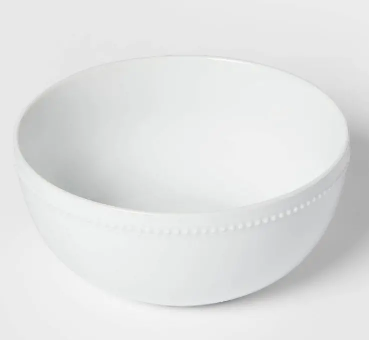 128Oz Ceramic Beaded Serving Bowl White 1