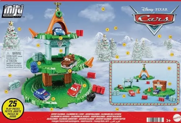 Mattel Disney Cars 2023 Mini Racers Advent Calendar - Doc Hudson, Mcqueen, Mater Cozy Cone Tower Set 1