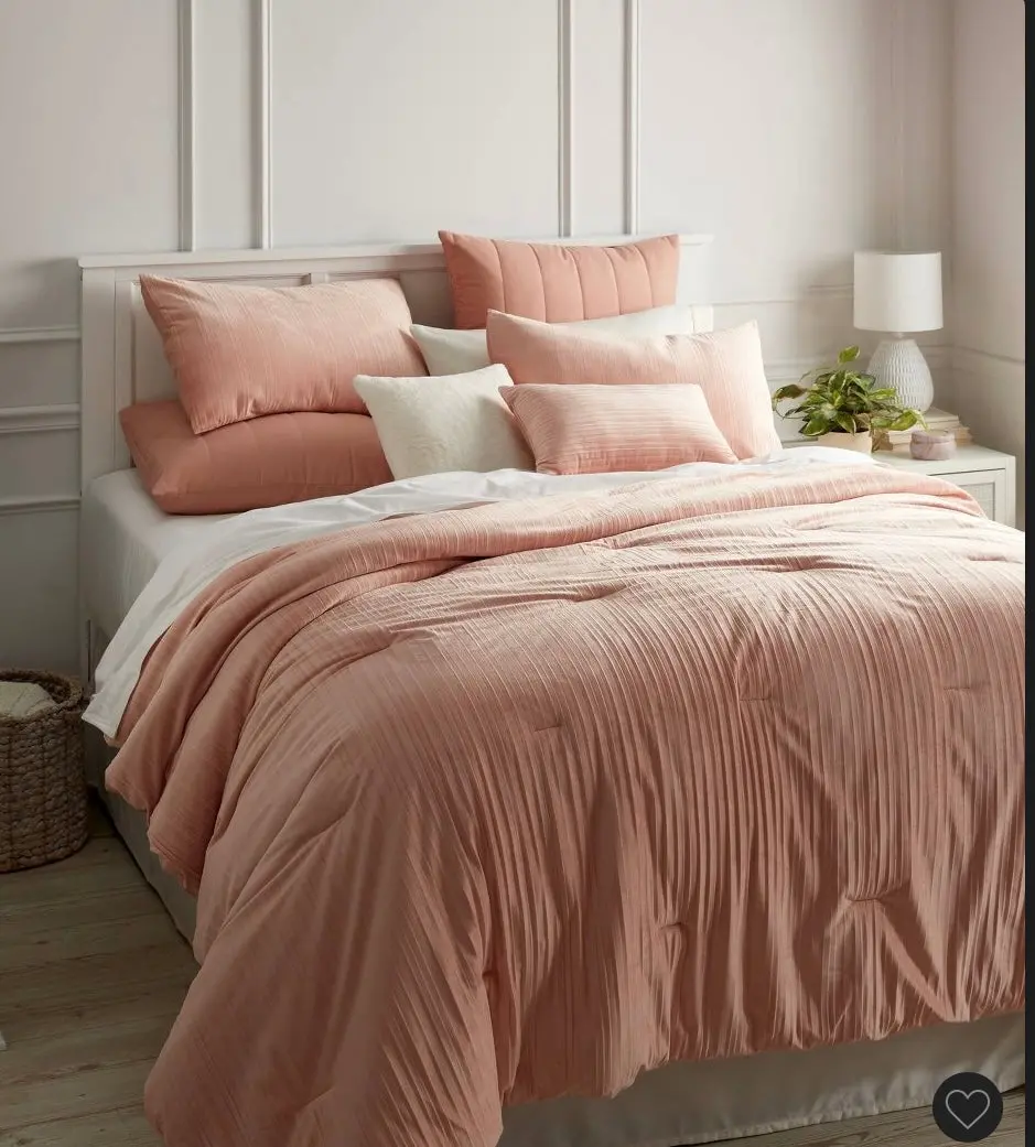 8Pc Queen Luxe Velvet Comforter Set Salmon Pink 1