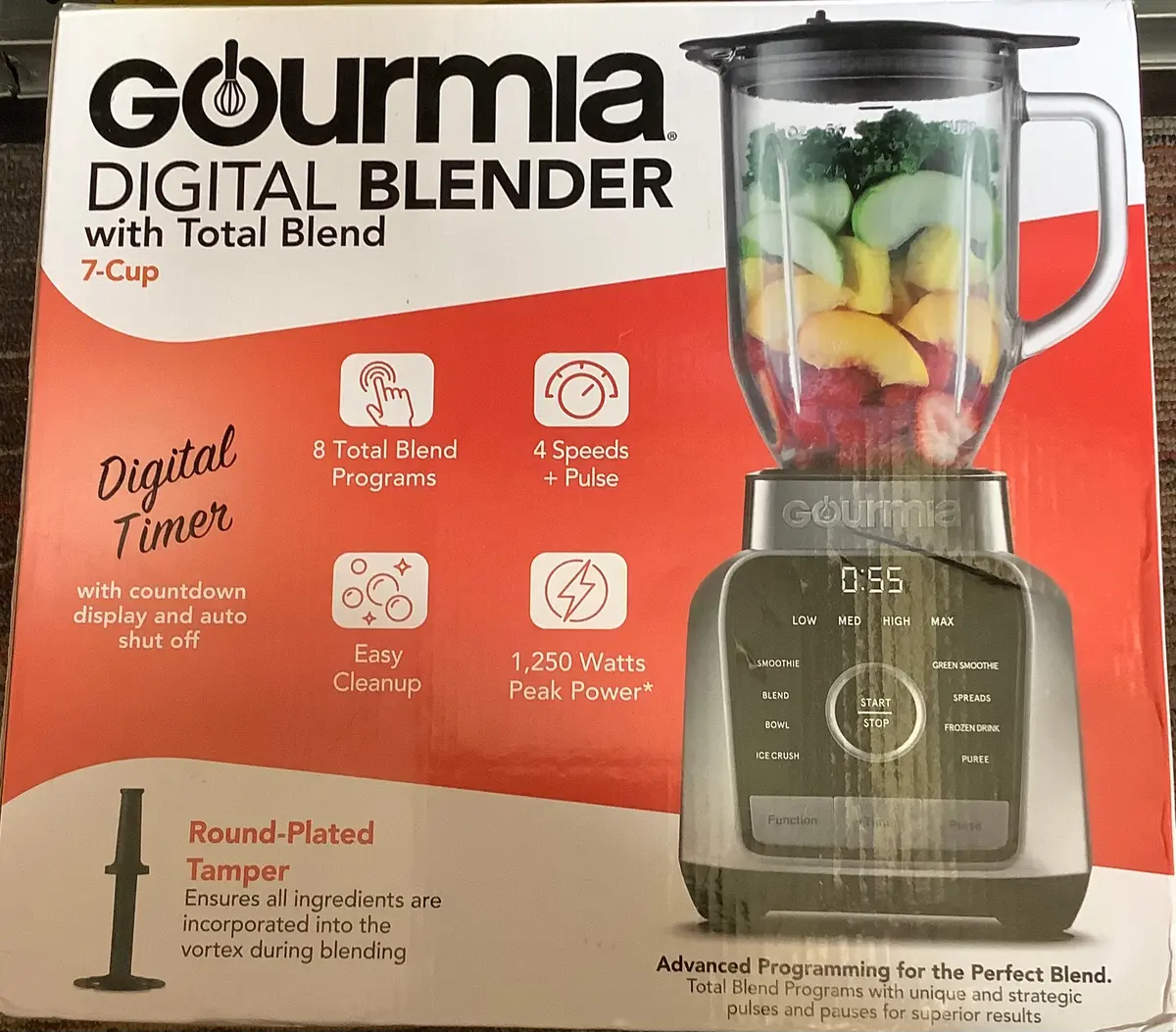 Gourmia Digital Blender With 8 Total Blend Programs, 4
Speeds & Round-Plated Tamper Gray 1