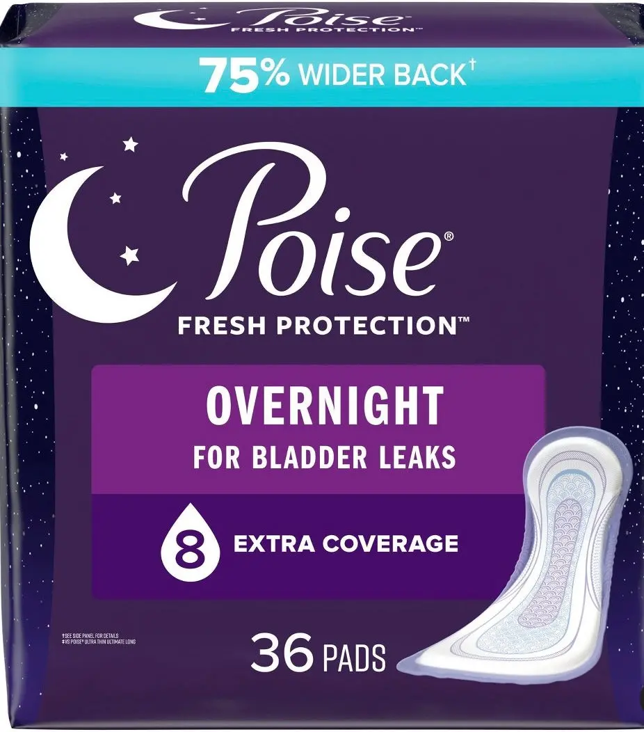 Poise Overnight Incontinence Pads - 36Ct 1