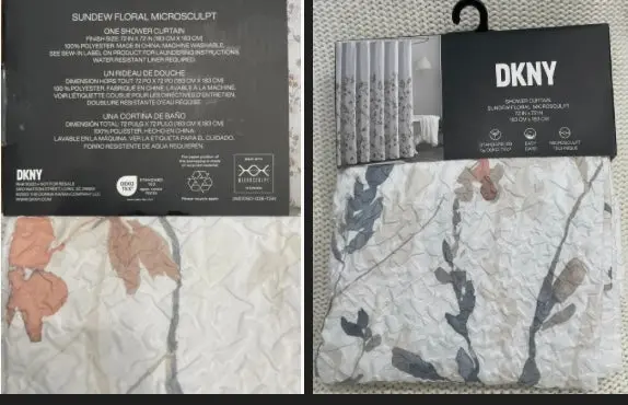 Dkny Fabric Shower Curtain Sundew Floral Microsculpt Teal Green 1