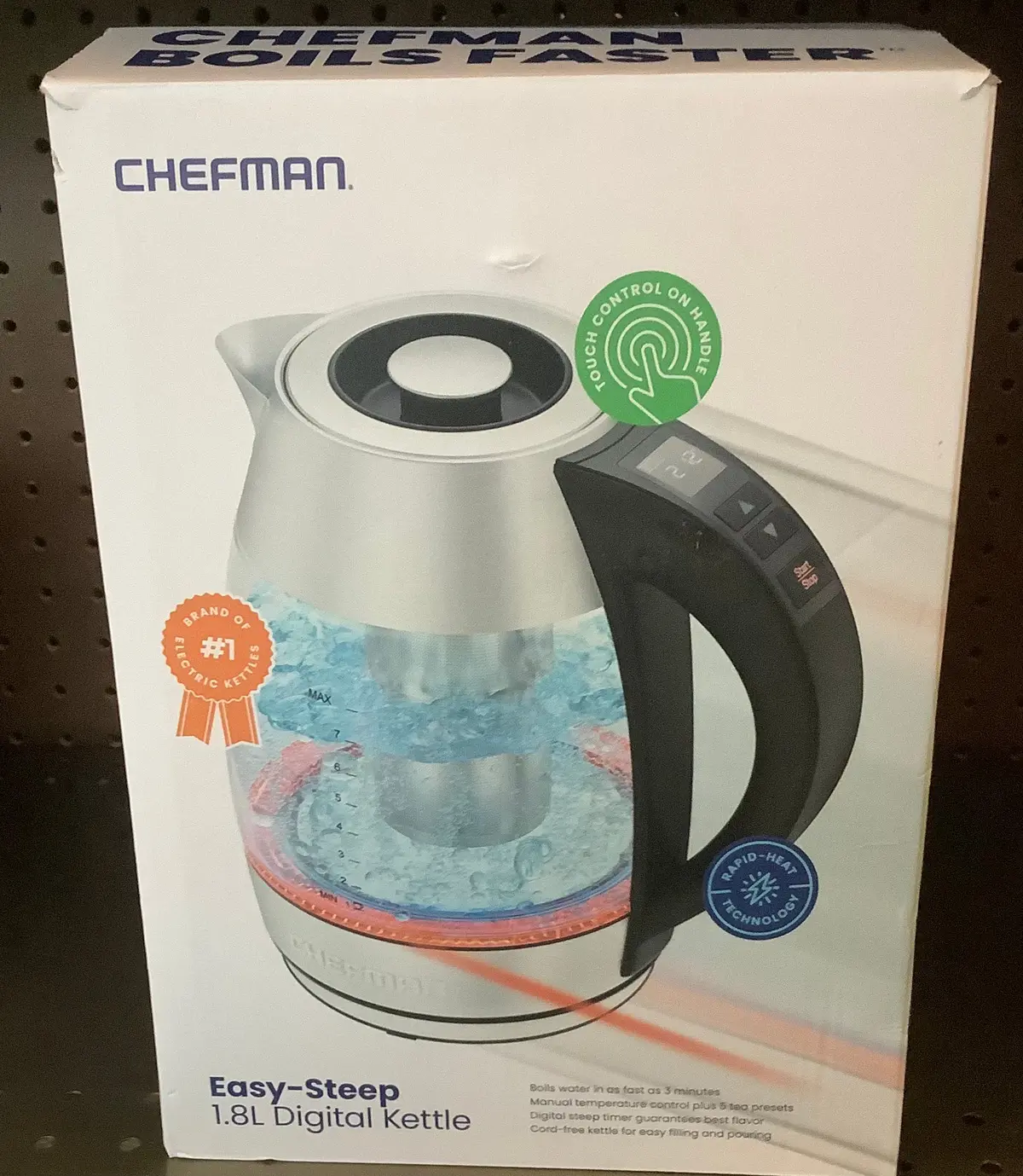 Chefman 1.8L Rapid-Boil Kettle With Temperature Control And Tea Infuser - Stainless Steel 2