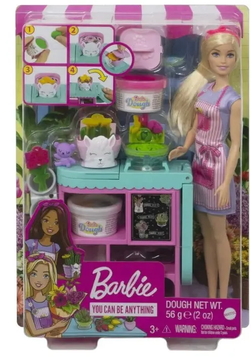 Barbie Florist Doll & Playset With Flower-Making Station, Molds, Dough & Accessories, Blonde Doll 1