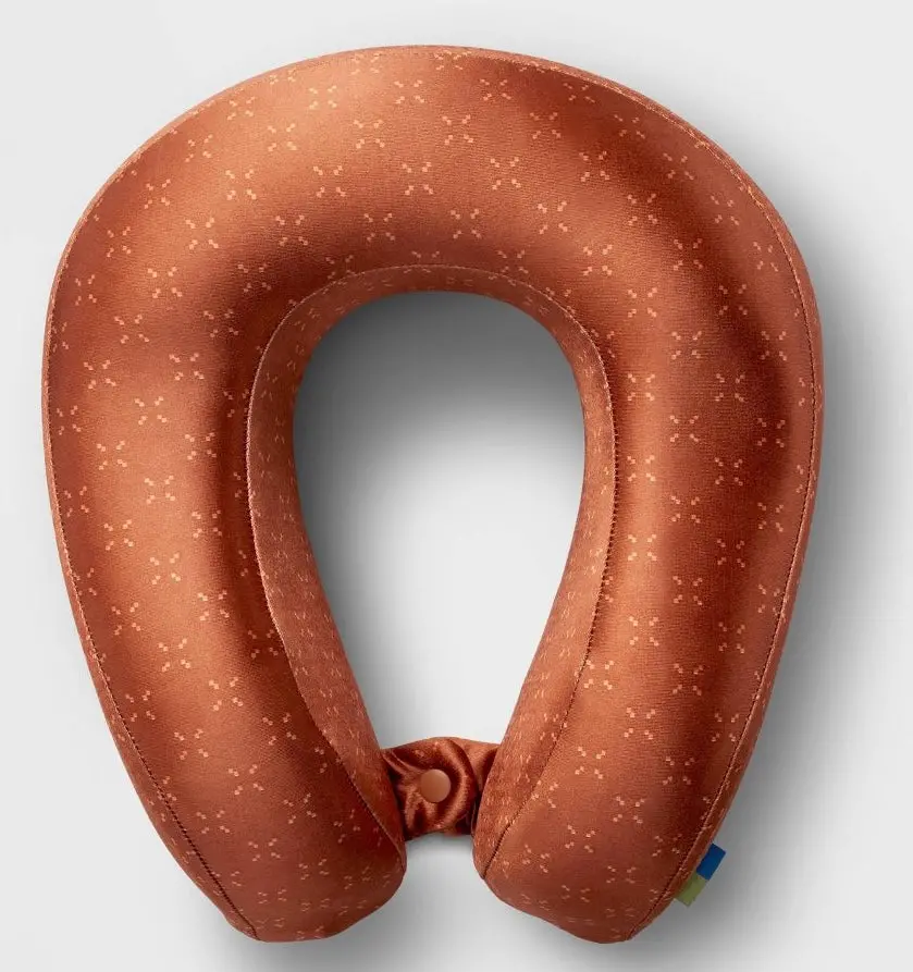 Memory Foam Travel Neck Pillow Amber Brown - 1