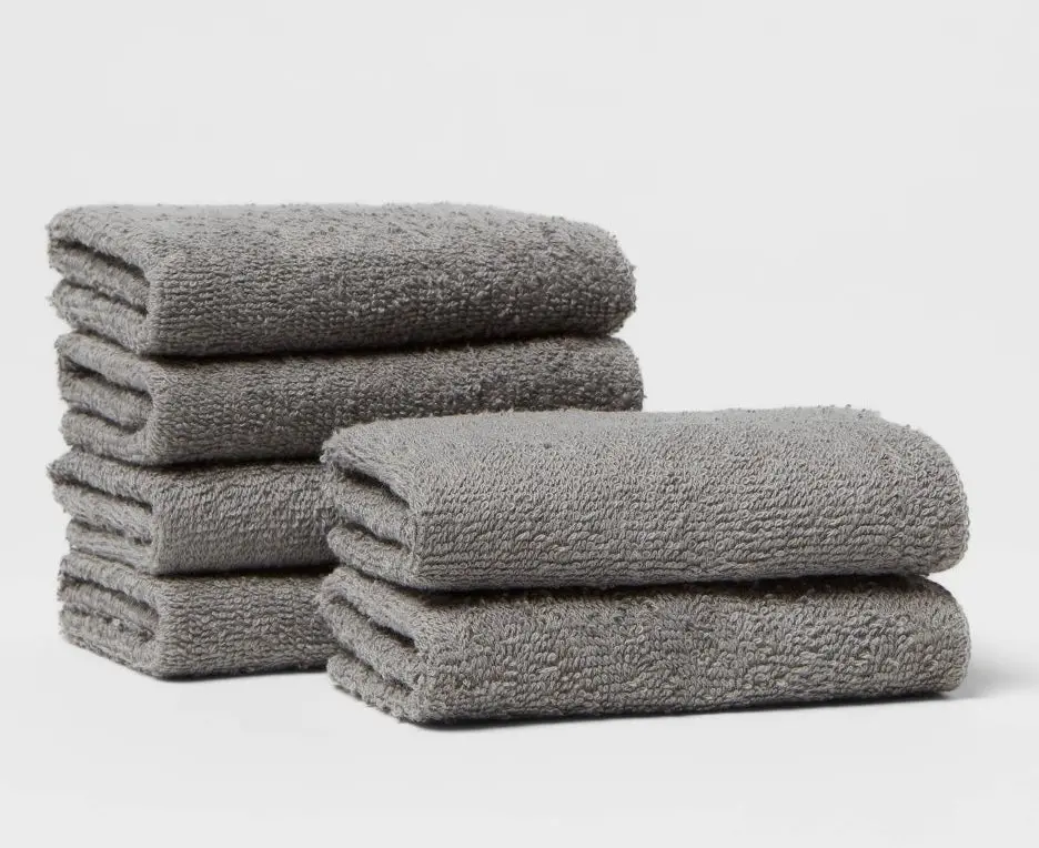 6Pk Washcloth Set Dark Gray 1
