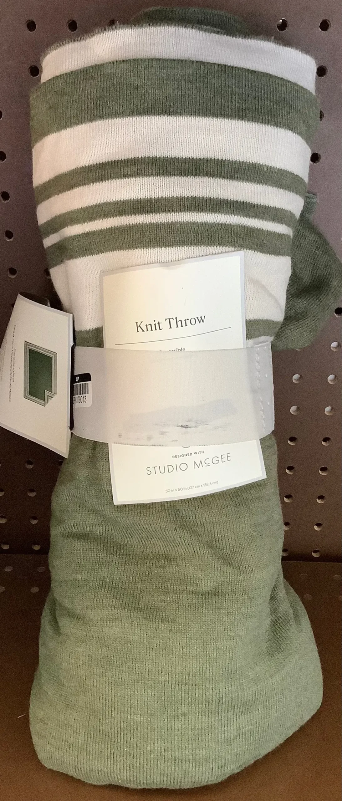 Framed Jacquard Knit Throw Blanket Sage Green/Cream 1