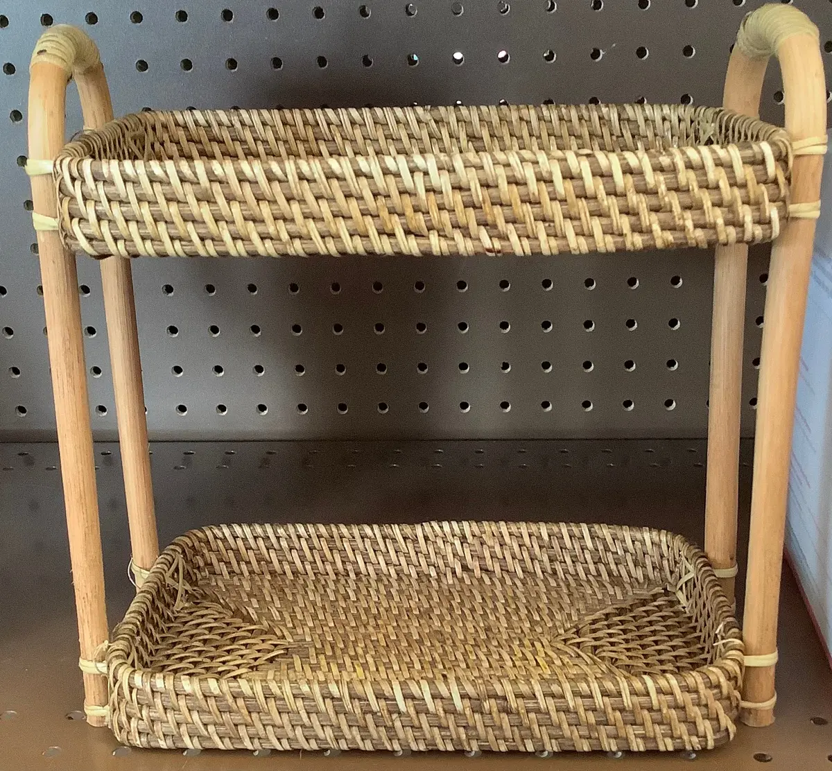 Natural Woven Tiered Vanity Bathroom Tray 1