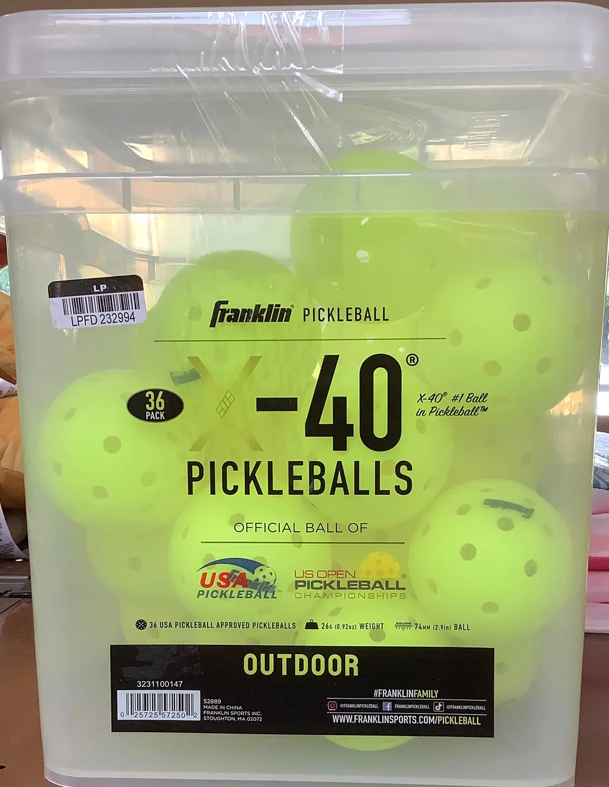 Franklin Sports X- Outdoor Pickleballs 30 Count Only - Yellow As Is 1