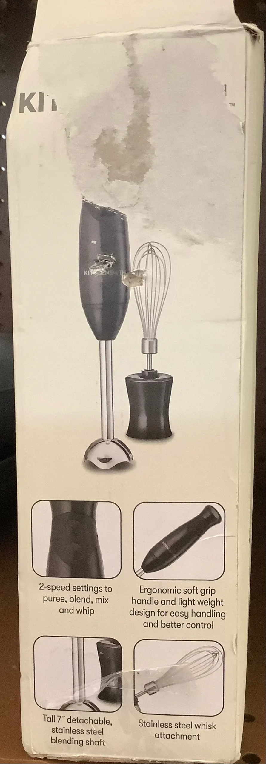 Damaged Box! Kitchensmith By Bella Immersion Blender - Black 1