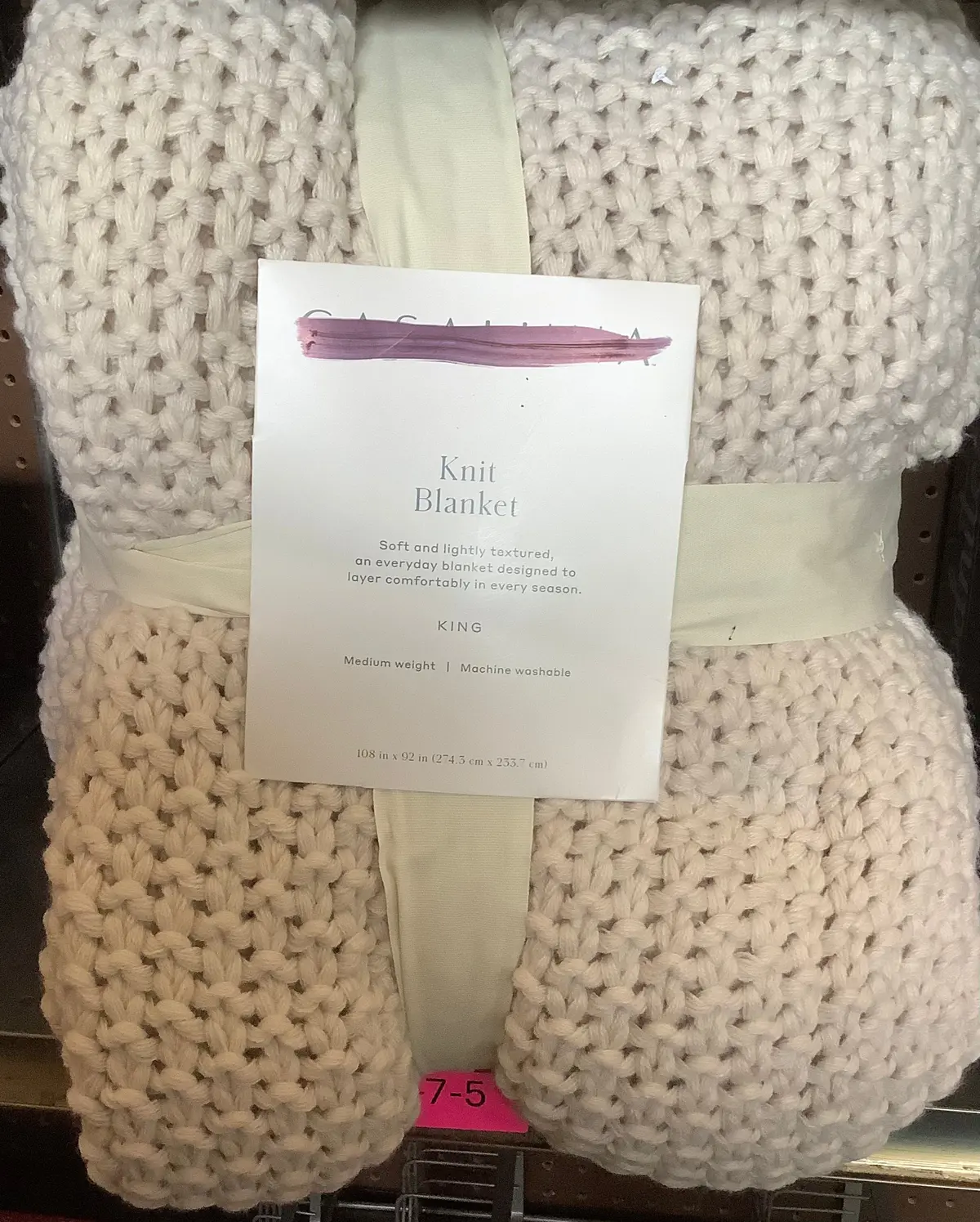 King Chunky Knit Bed Blanket Natural 1