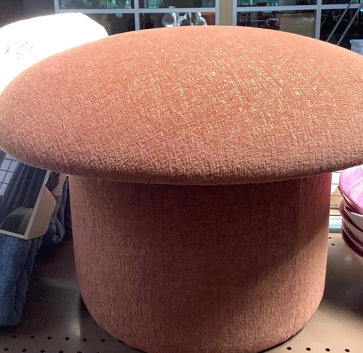 Boucle Mushroom Upholstered Storage Ottoman, 1