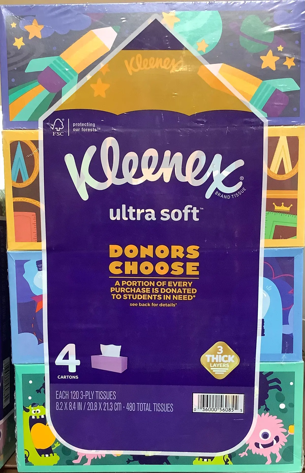 Kleenex Back-To-School Ultra Soft Facial Tissue - 4Pk/120Ct 1