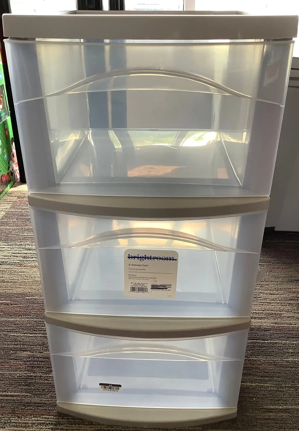 3 Drawer Medium Cart Tower Gray 1