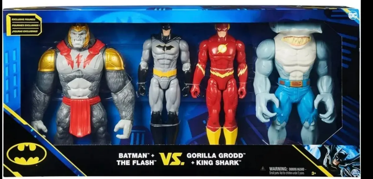 Dc Batman + The Flash Vs Gorilla Grodd + King Shark Action Figure 4-Pack 1