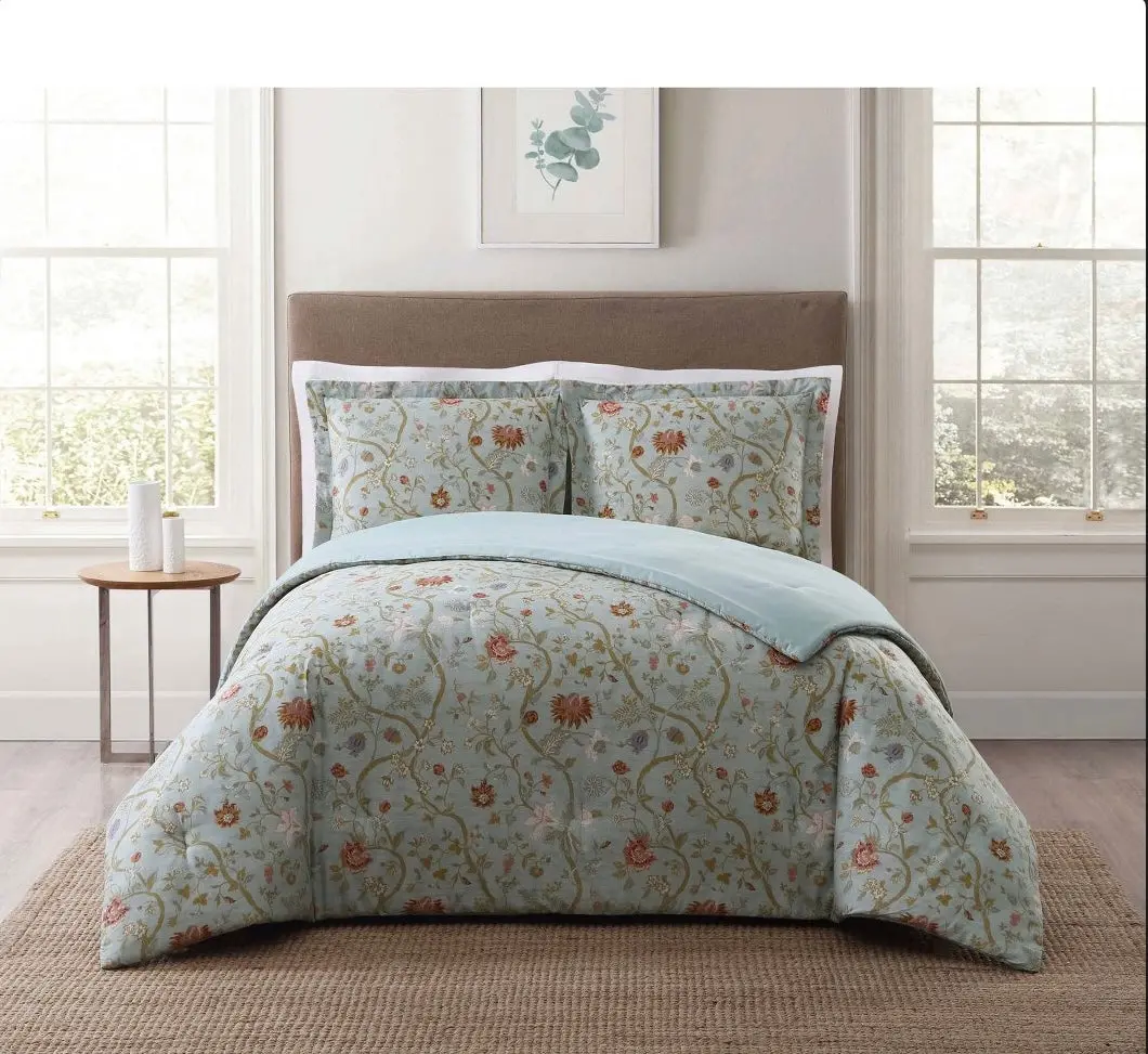 2Pc Twin/Twin Extra Long Bedford Comforter Set Blue/Blush 1