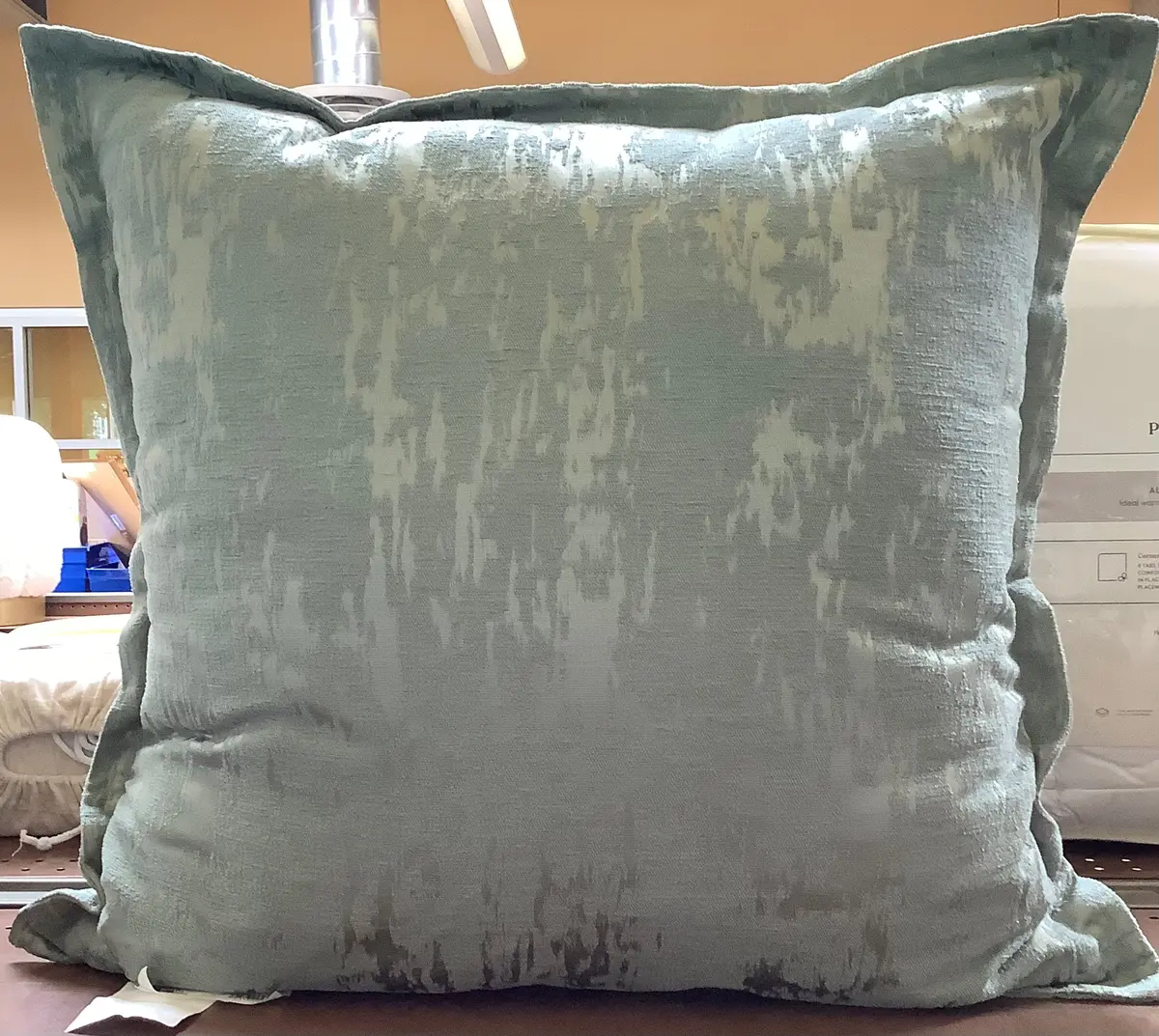 Oversized Velvet Jacquard Square Throw Pillow Teal Green 1