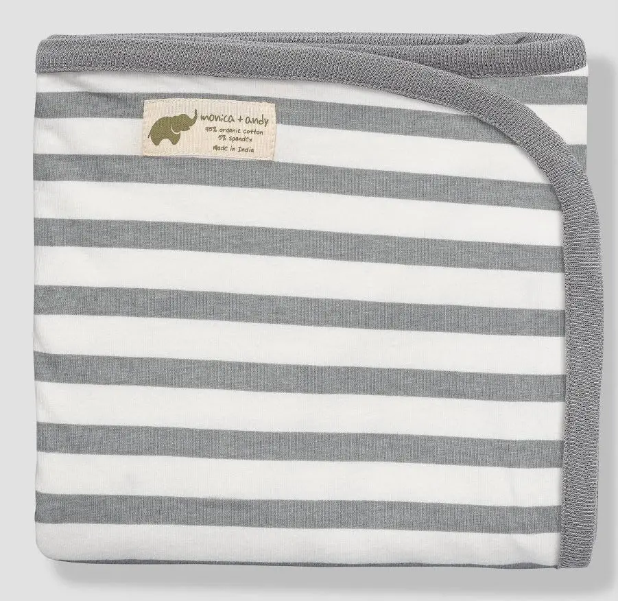 Coming Home Swaddle Blanket - Gray Stripes 1