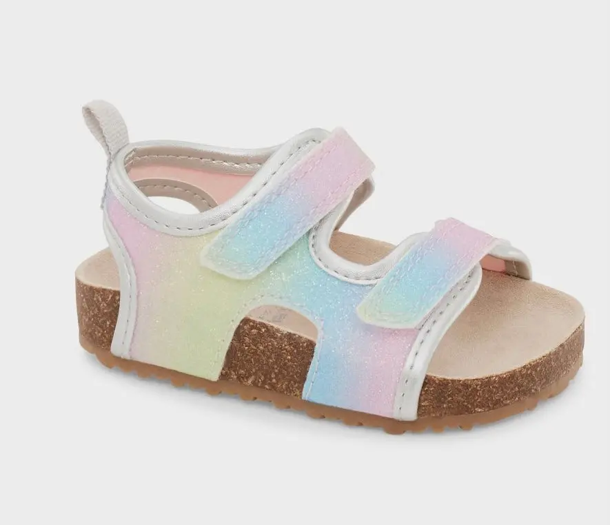 Kids Baby Girls' Rainbow Olive First Walker Sandals - Size 4 Months 1