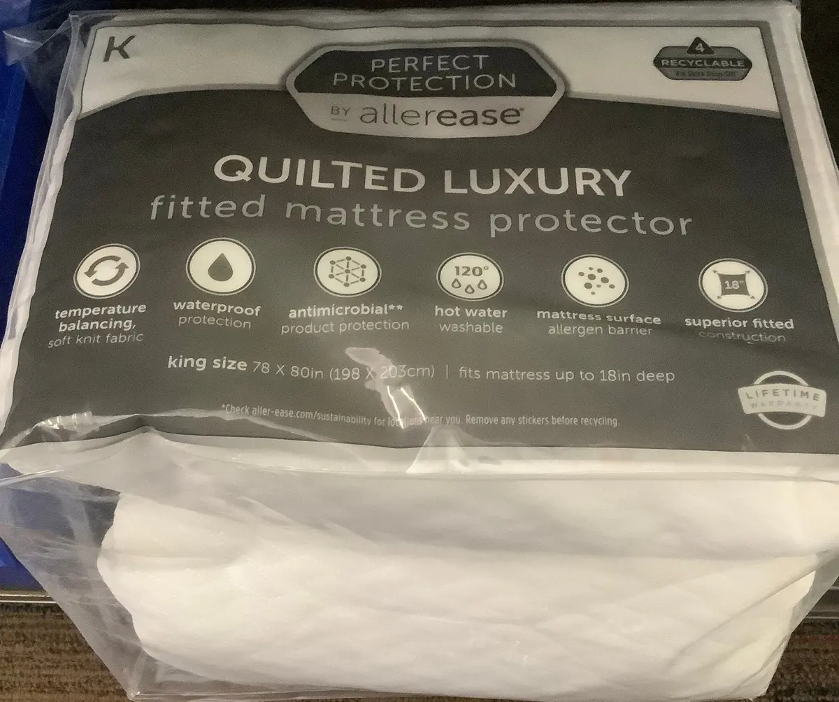 Allerease King Perfect Protection Quilted Luxury Waterproof
Machine Washable Fitted Mattress Protector 1