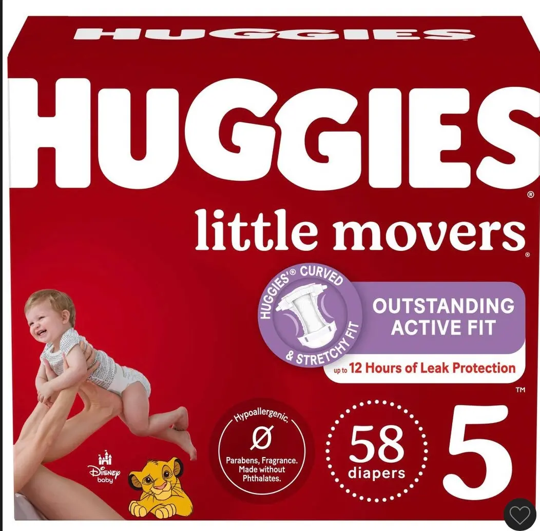 Huggies Little Movers Baby Disposable Diapers - Size 5 - 58Ct 1