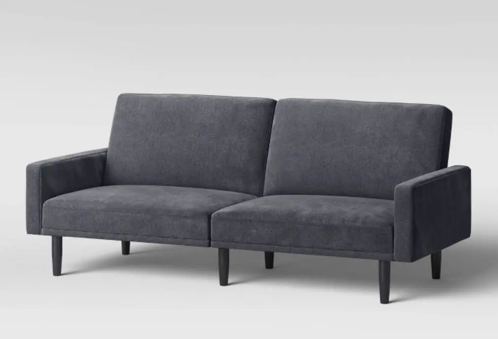 Futon Sofa With Arms Charcoal Gray 1
