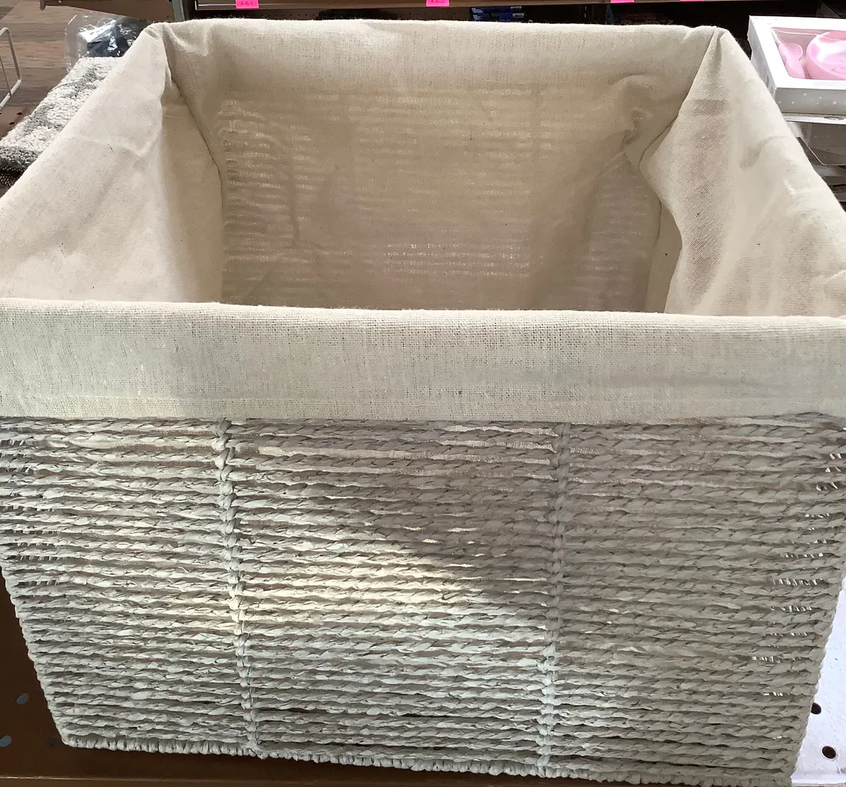 14.75" X 13" X 11" Large Lined Woven Milk Crate Gray 1