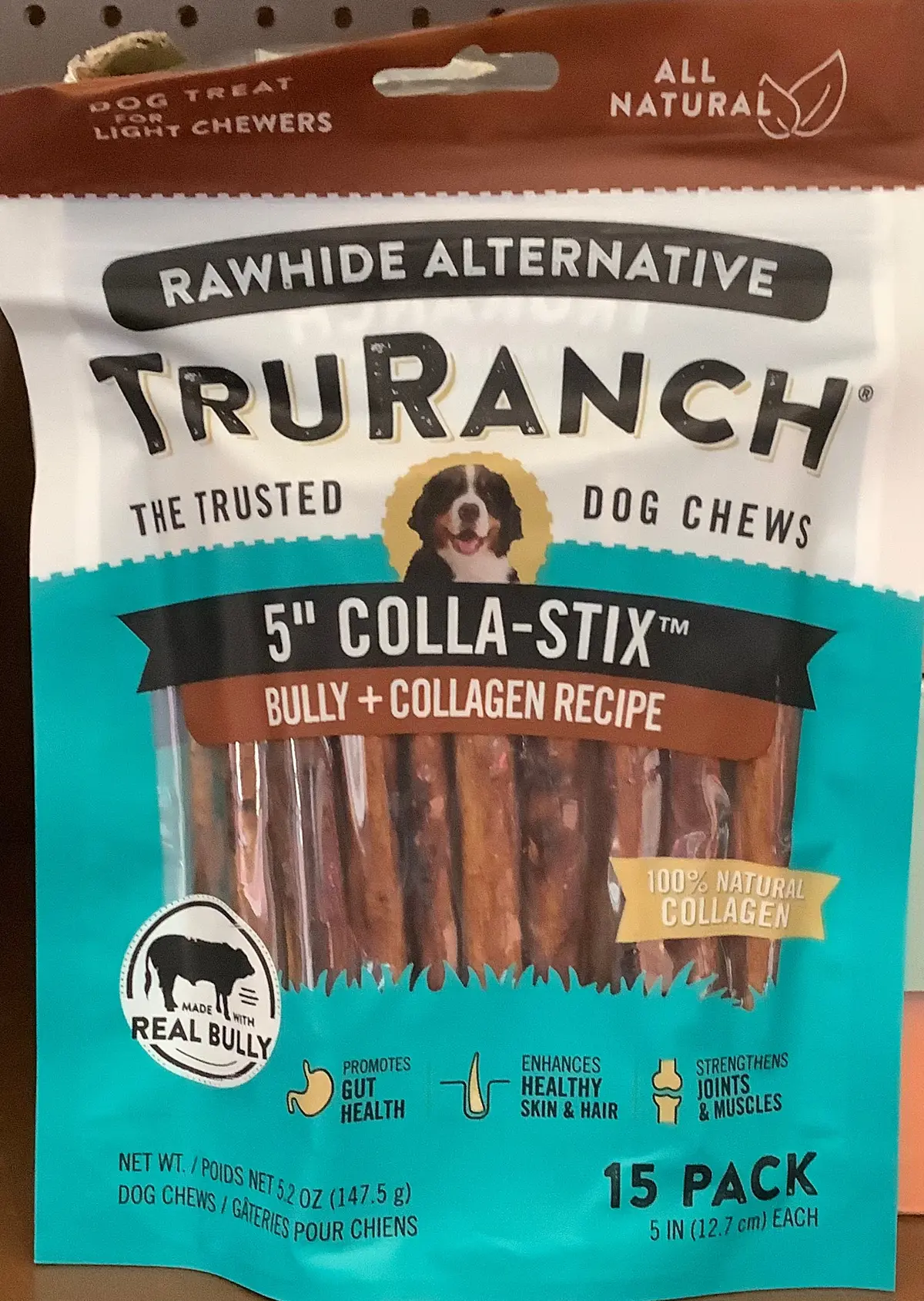 Truranch 5" Collagen Bully Sticks Beef Flavor Dog Treats -
5.3Oz/15Ct 1